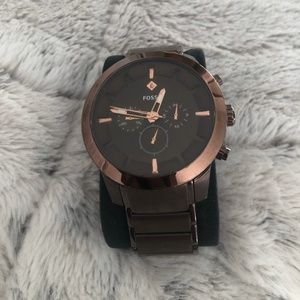 Mens Brown Stainless Steel Fossil Watch
